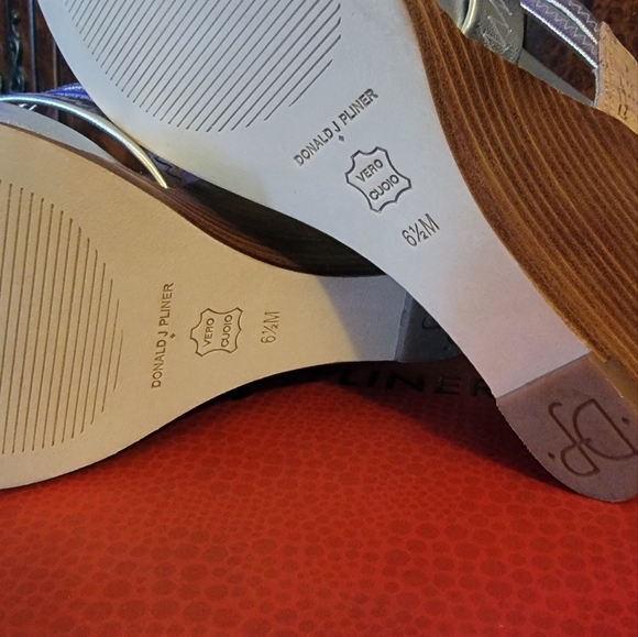 ‼️SOLD‼️🌟NIB🌟 Donald J Pliner Ginge-CD Wedge Sandal, Cork and Silver, Sz 6.5 - Picture 6 of 10
